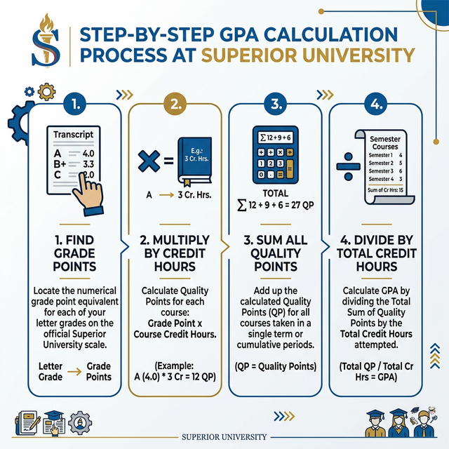 Step-by-step GPA Calculation Process at Superior University